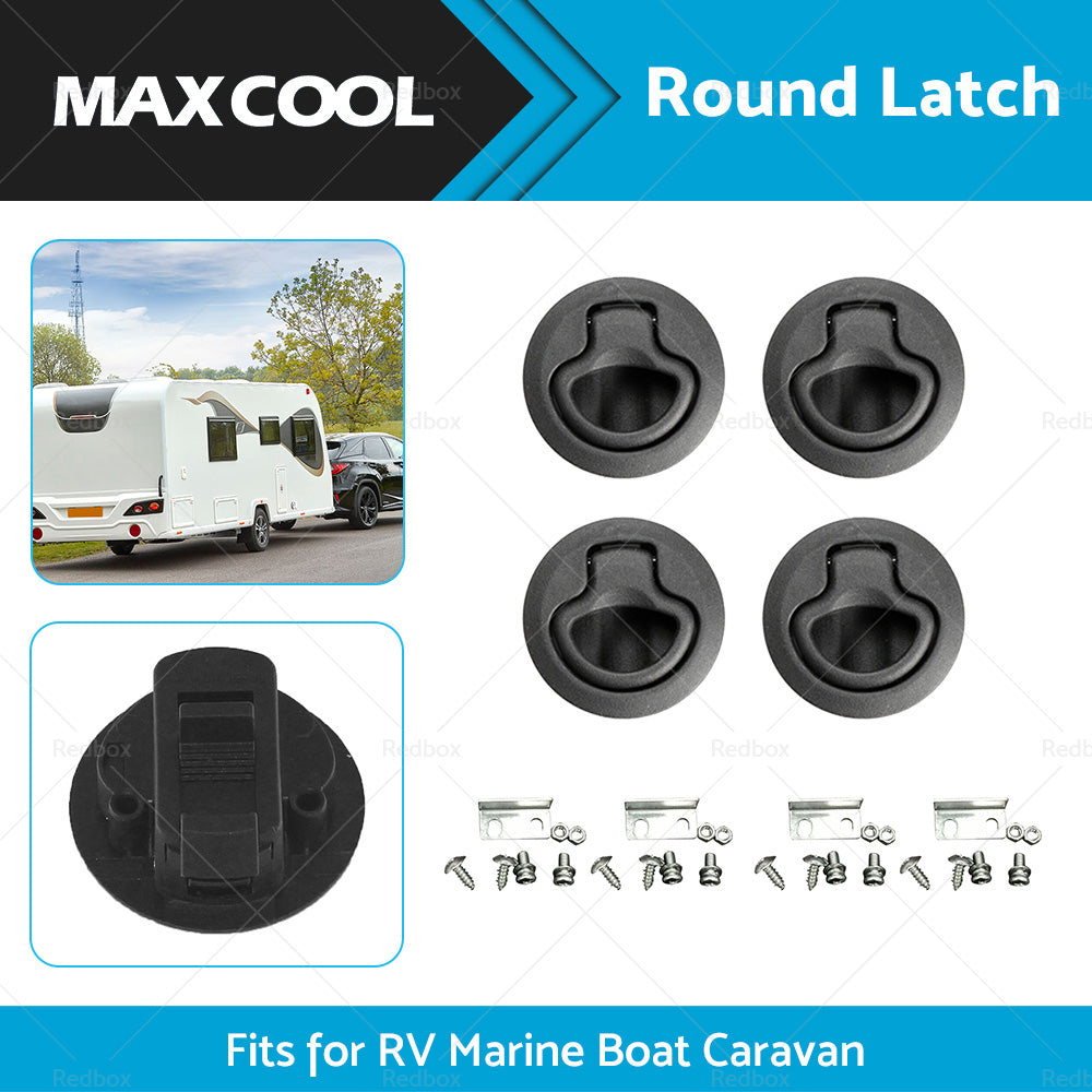 4x Round Flush Pull Slam Hatch Latch Door Lock Deck For RV Marine Boat Caravan-1