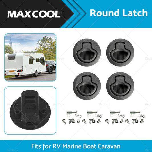 4x Round Flush Pull Slam Hatch Latch Door Lock Deck For RV Marine Boat Caravan-1