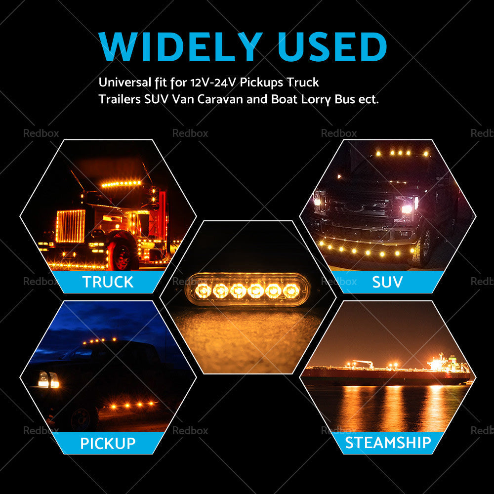 4 PCS Car Truck 6 LED Strobe Flash Light Emergency Warning Flashing Lamp Yellow-3