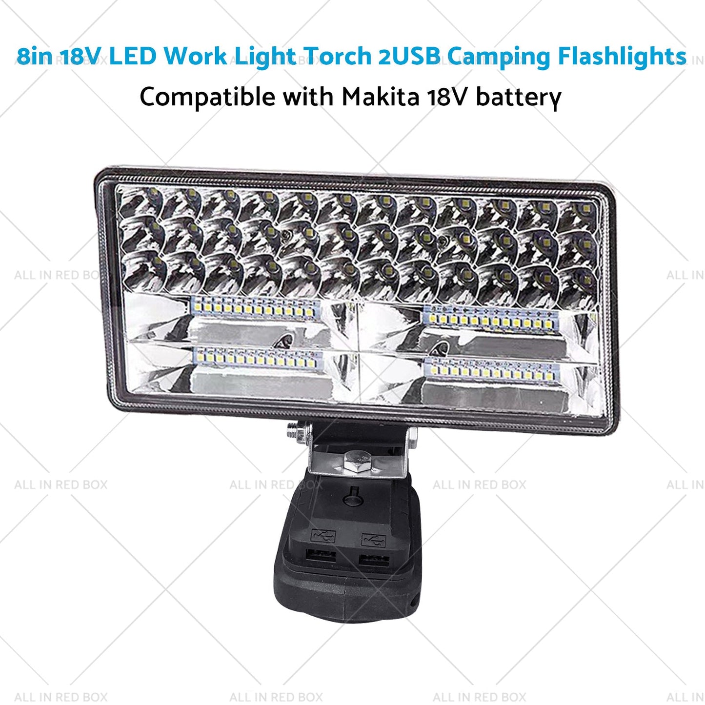 18V 8in LED Work Light Torch Camping Flashlights 2USB Suitablefor Makita Battery-4
