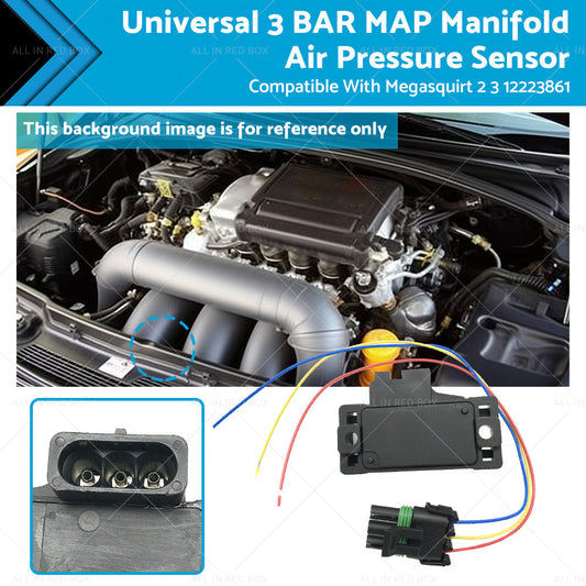 Universal 3BAR MAP Manifold Air Pressure Sensor Suitable For Megasquirt 12223861-0