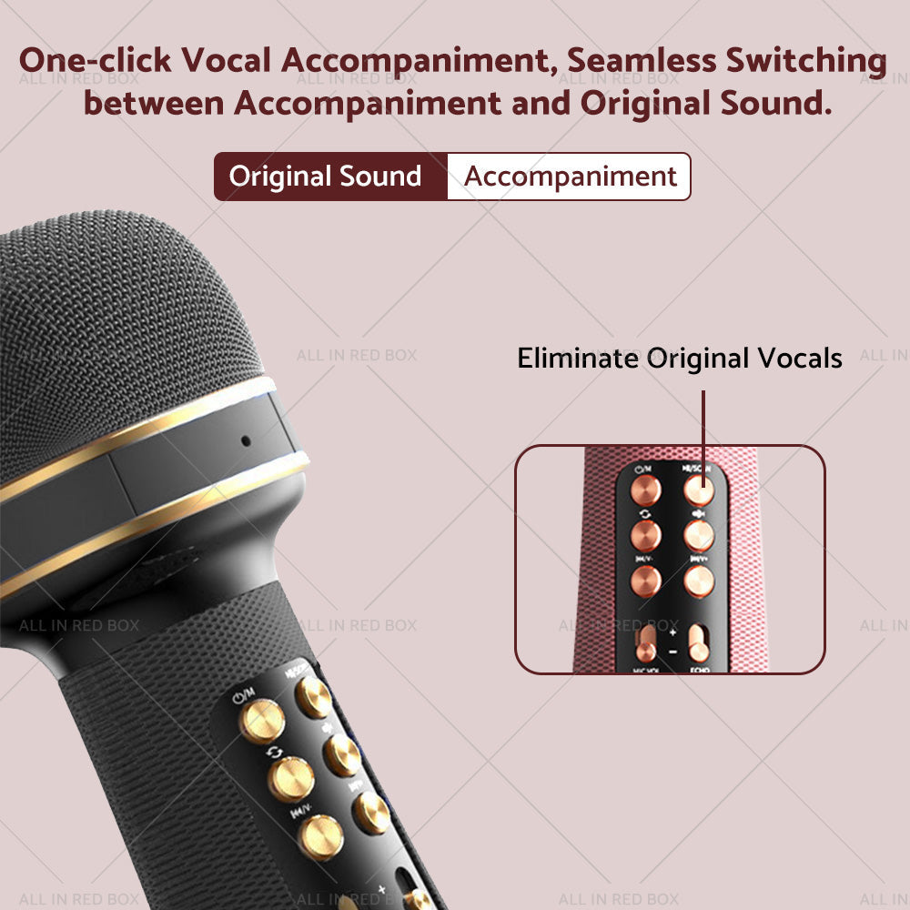 Wireless Blue-tooth Portable Karaoke Microphone Speaker Mic USB Speaker Portable-3