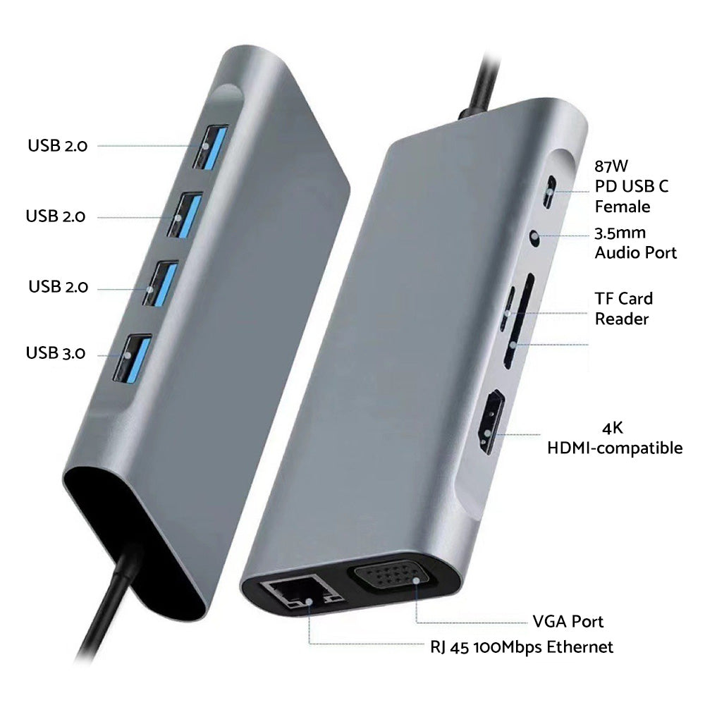11-in-1 USB-C Hub Adapter with HDMI and USB 3.0 Ports Suitable For MacBook Pro & iPad Pro-3