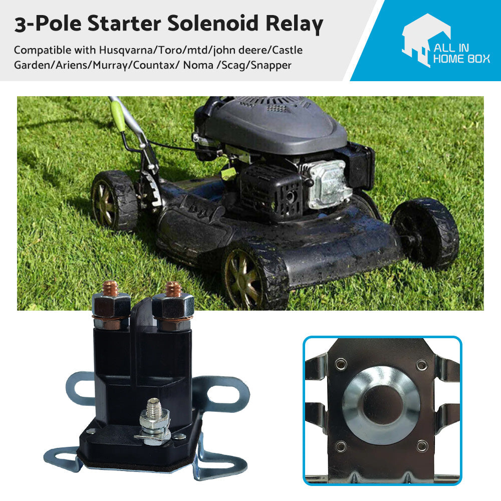 Ride On Lawn Mower Starter Solenoid 3 Terminal 12 Volt Bottom Or Side-Mount Moto-4