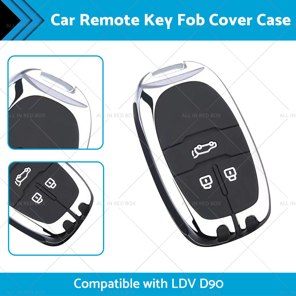 Zinc Alloy Remote Key Fob Case Cover Shell Suitable For LDV D90 3buttons Silver-1