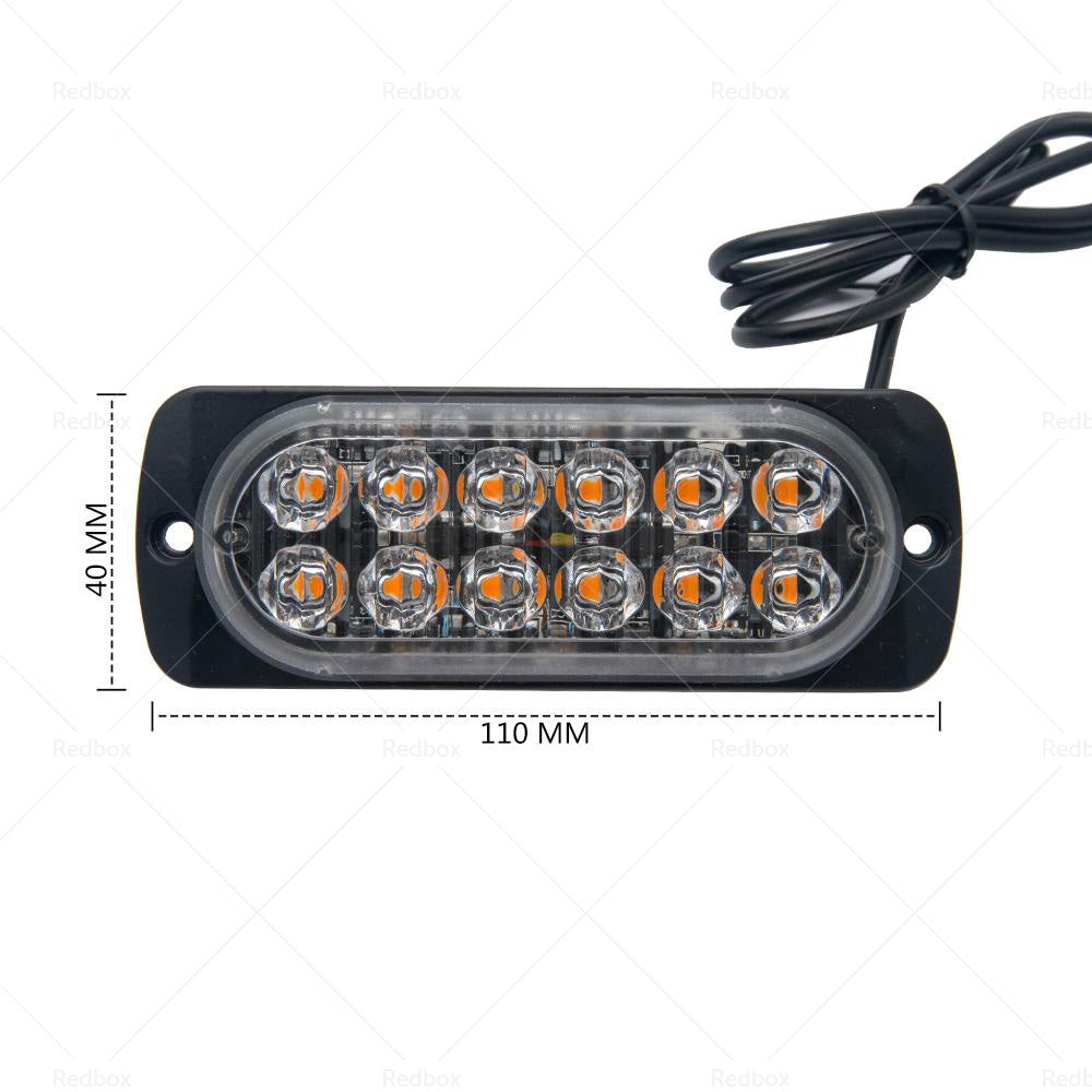 12 LED Strobe Lights Emergency Warning Beacon White Amber 12 24V-3