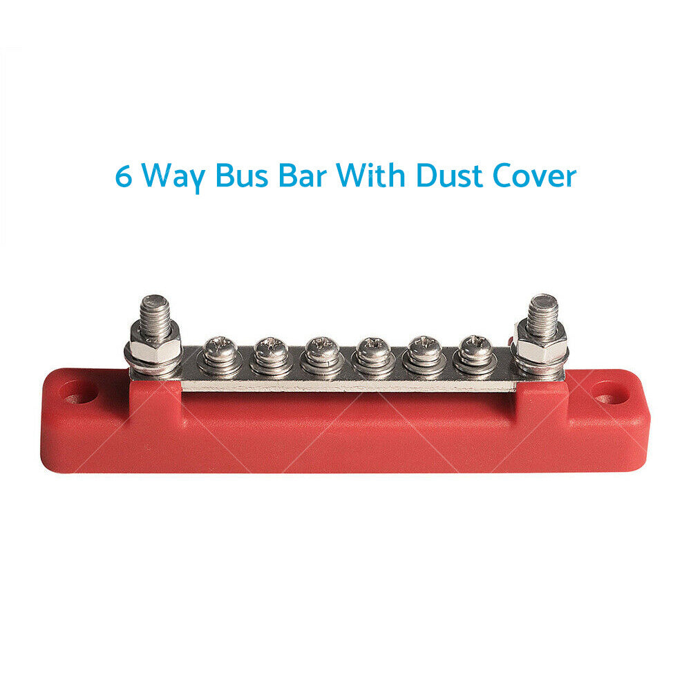 2 Way 6 Way Bus Bar Power Distribution 12V 150A Rated Terminal Block Black Red-4