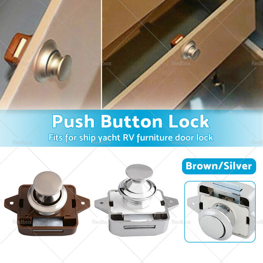 Push Button Latch Knob Catch Lock For RV Drawer Cupboard Door Caravan Cabinet AU-1