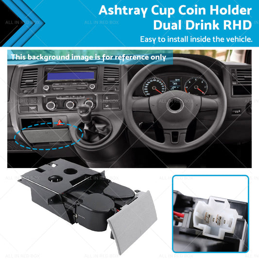 Suitable ForVW T5 Transporter Ashtray Cup Coin Holder Dual Drink RH 7H285860130T-0