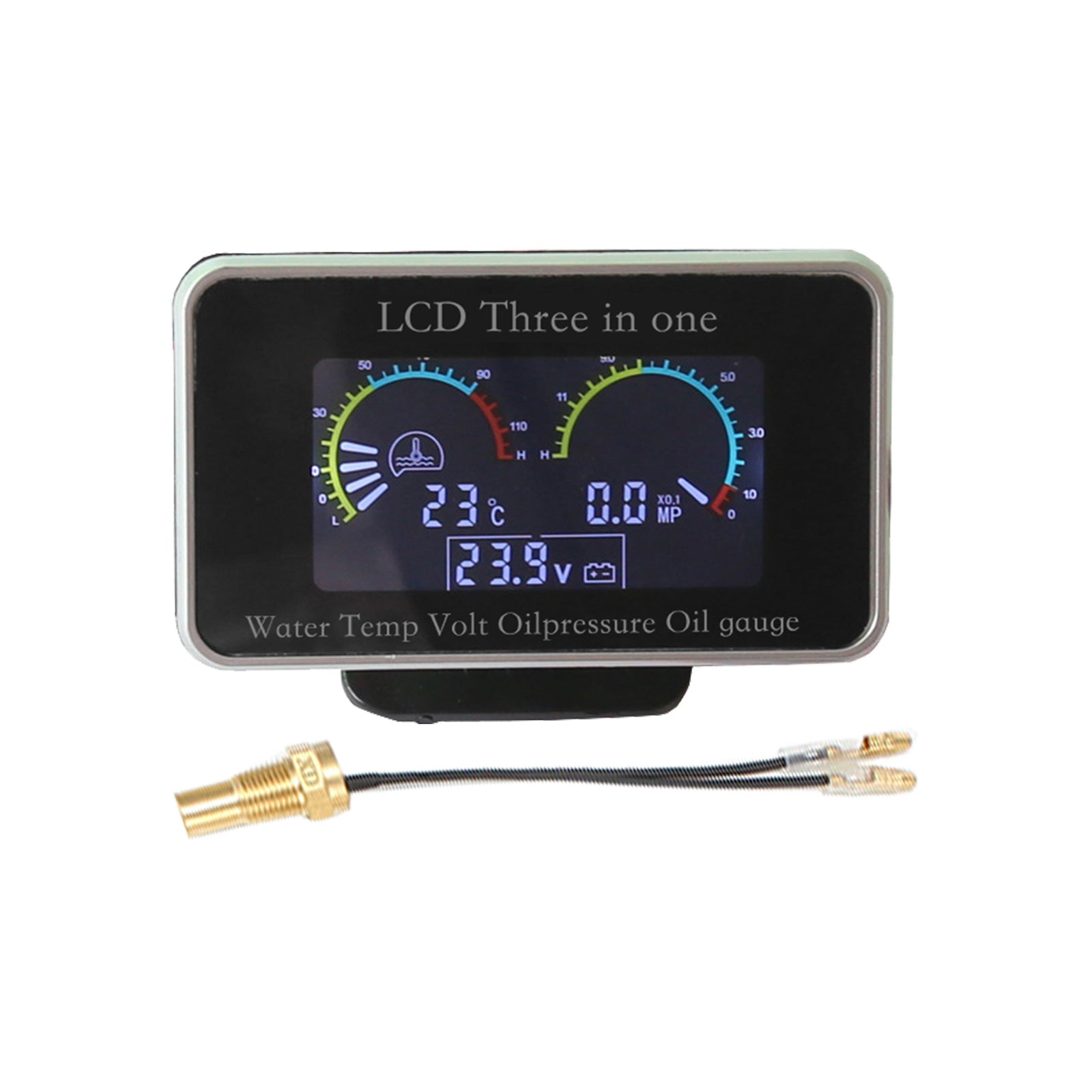 3in1 LCD Oil Pressure Gauge Monitor+Voltmeter+Water Temp Gauge 12V/24V Car Truck-3