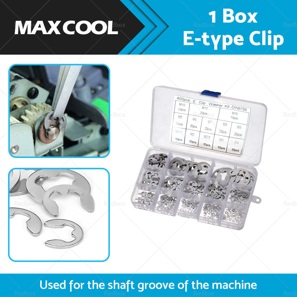 Stainless Steel E Clips C Circlip Kit Retaining Ring 400PCS Assorted M1. 5-M15mm-2