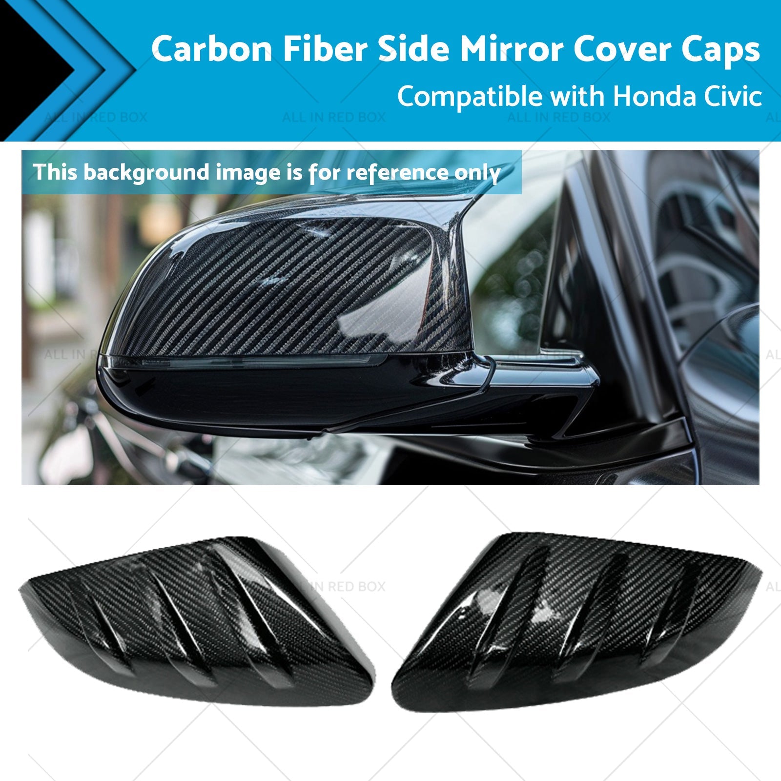 2x Carbon Fiber Side Mirror Cover Caps Suitable for 16-21 Honda Civic-0