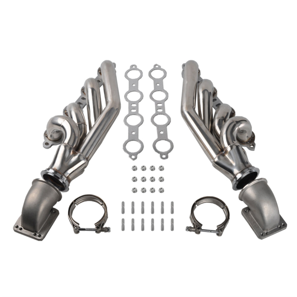 2x Turbo Exhaust Header Kit T3 T4 Suitable For Chevy LS1 LS2 LS6 LSX Camaro GTO-0