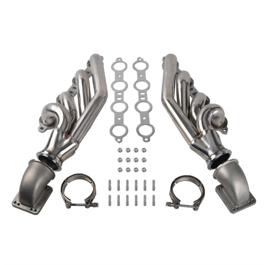 2x Turbo Exhaust Header Kit T3 T4 Suitable For Chevy LS1 LS2 LS6 LSX Camaro GTO-0