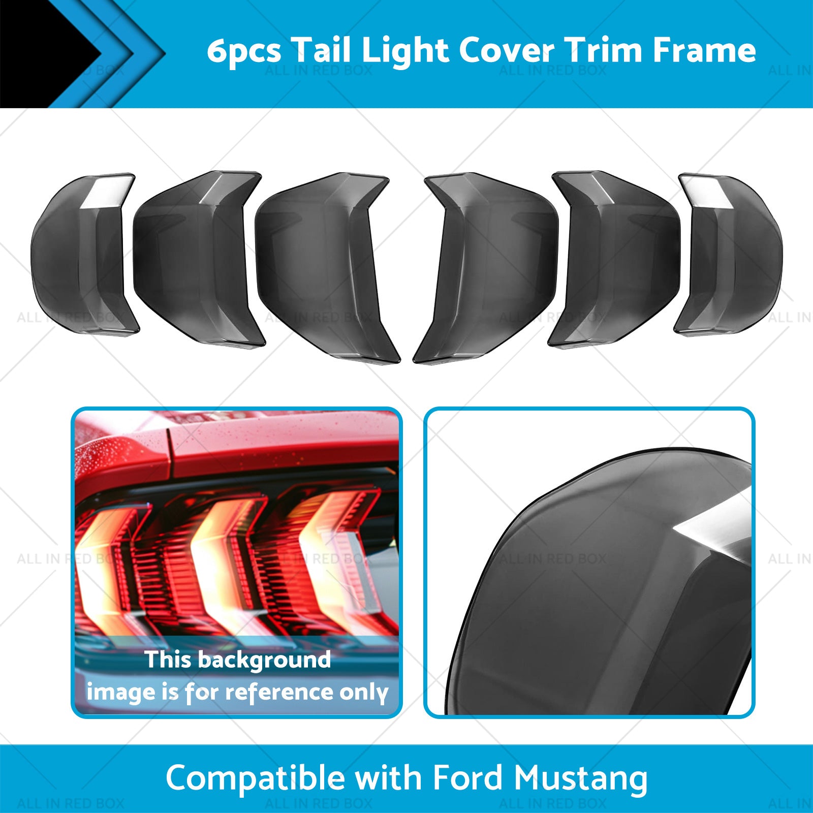 6pcs Car Tail Light Lamp Cover Trim Frame Suitable for Ford Mustang GT 2018-2022-1