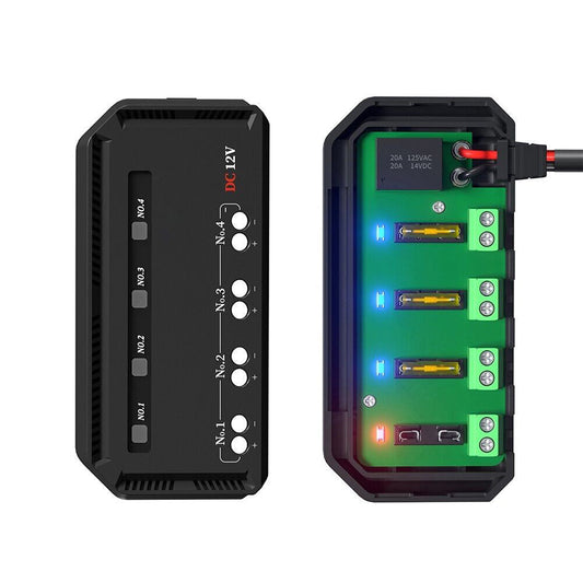 12V 20A Fuse Relay Box Kit With LED Indicator 4-Way Circuit 70cm Wiring Harness-1