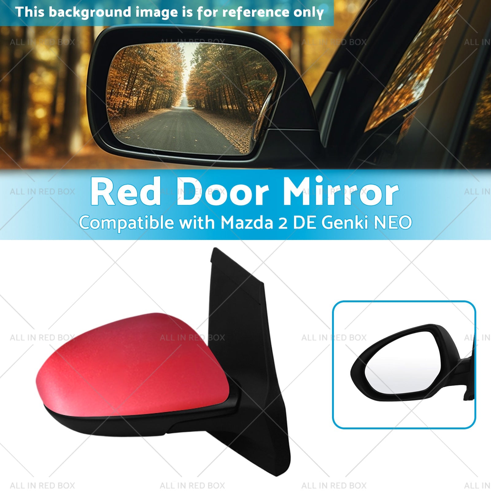 Left Side Red Door Mirror Suitable for Mazda 2 DE NEO MAXX Genki 2007-2014-2