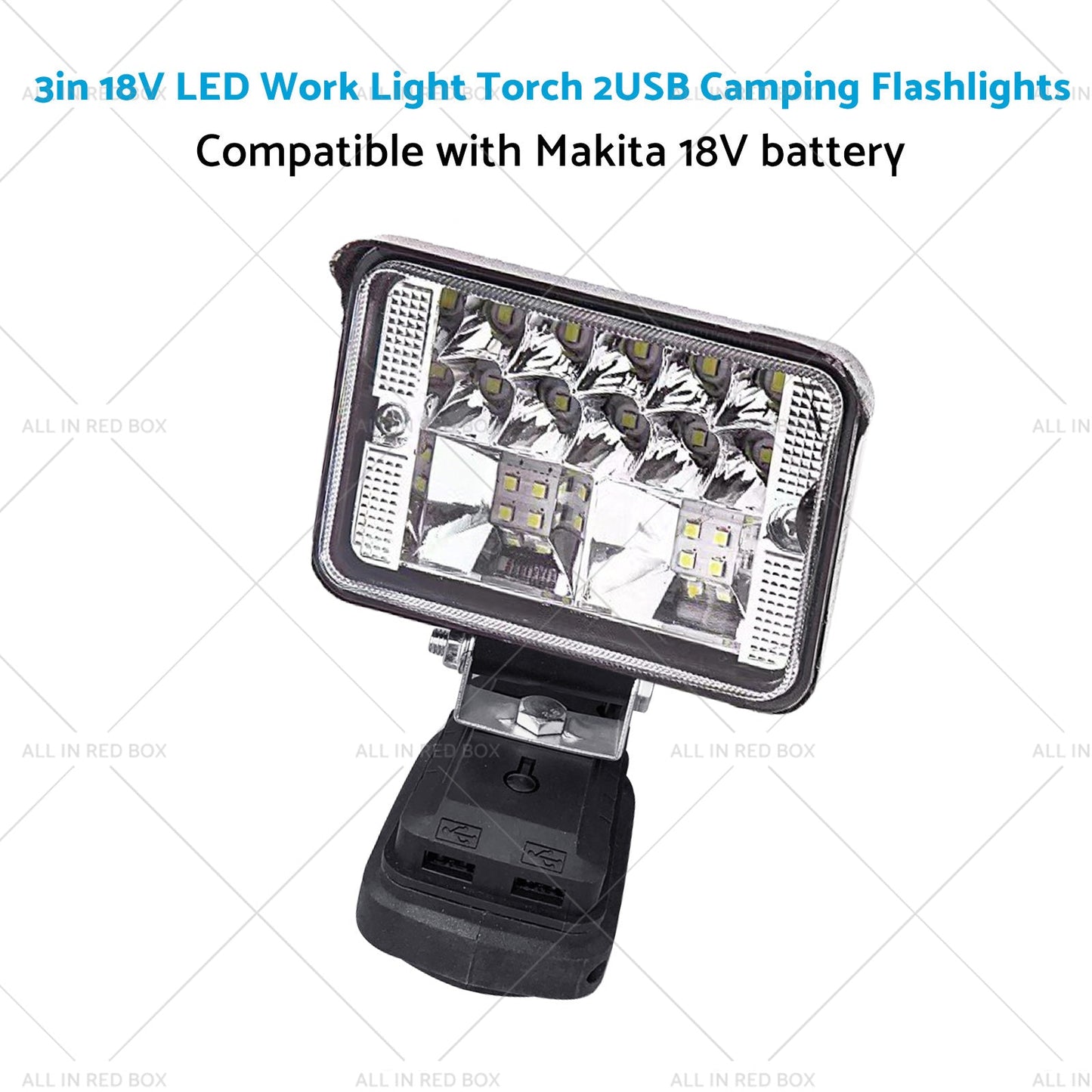 3in 18V LED Work Light Torch Camping Flashlights 2USB Suitablefor Makita Battery-4