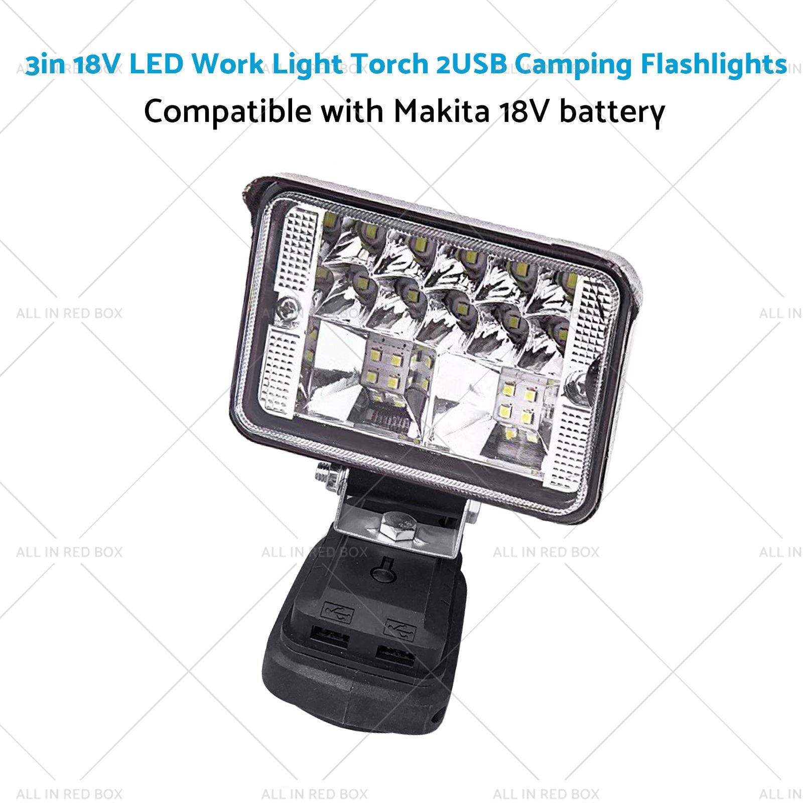 3in 18V LED Work Light Torch Camping Flashlights 2USB Suitablefor Makita Battery-4