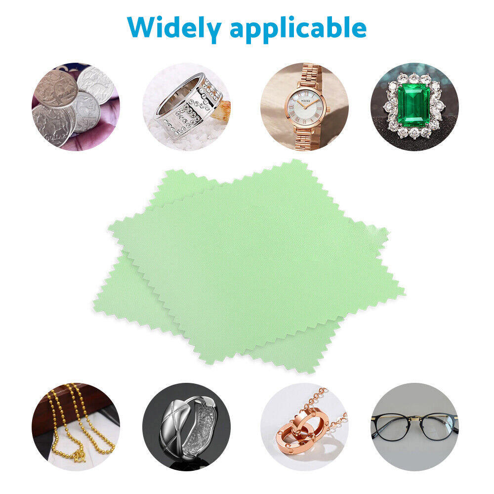 100PCS Silver Polishing Cloths Jewelry Cleaning Cloth Clean Polish Coin Ring 8x8-4