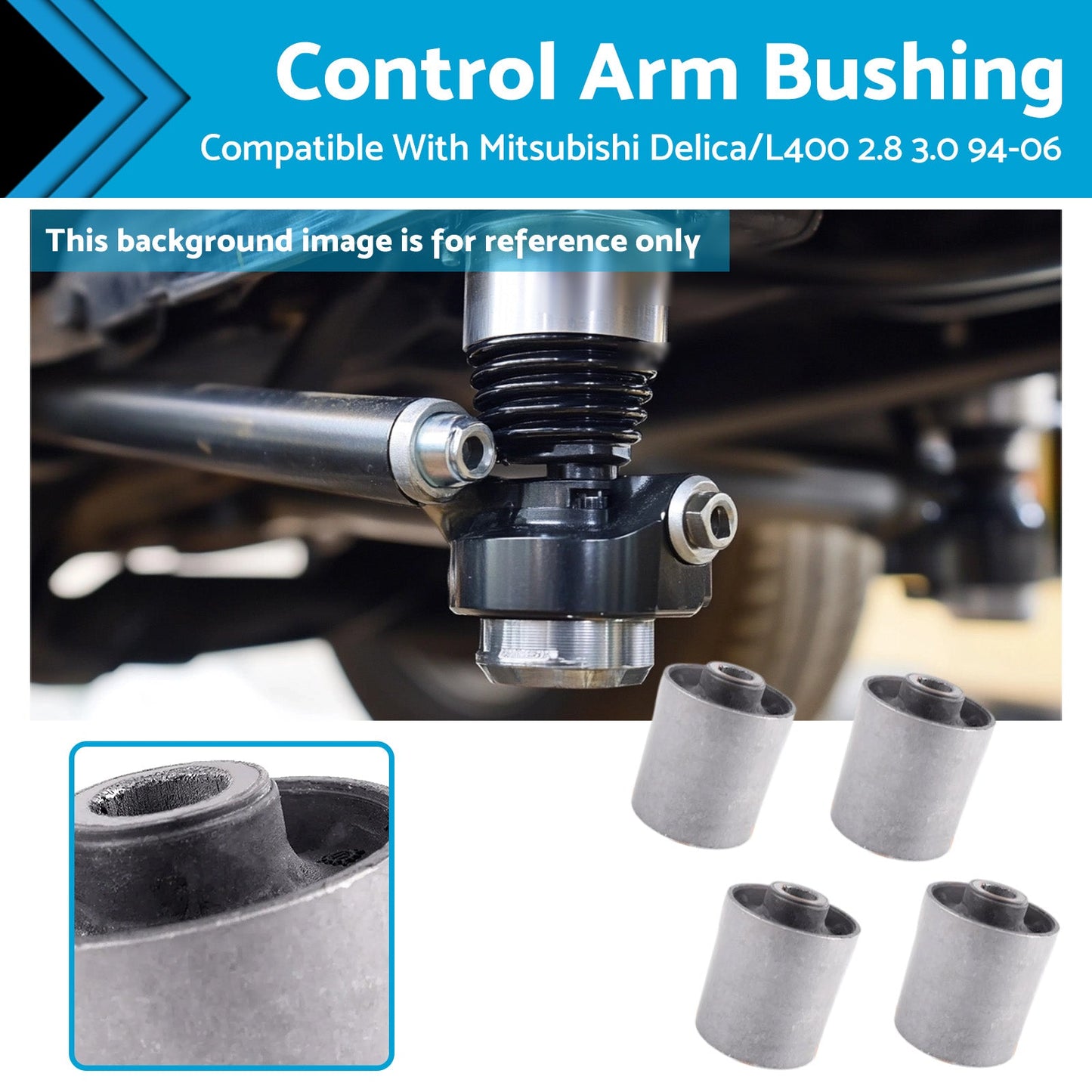 Suspension Bushings Rubber Suitable For Mitsubishi Delica Space Gear 2.8 3.0 Trailing Arm Bush Kit Rear-0