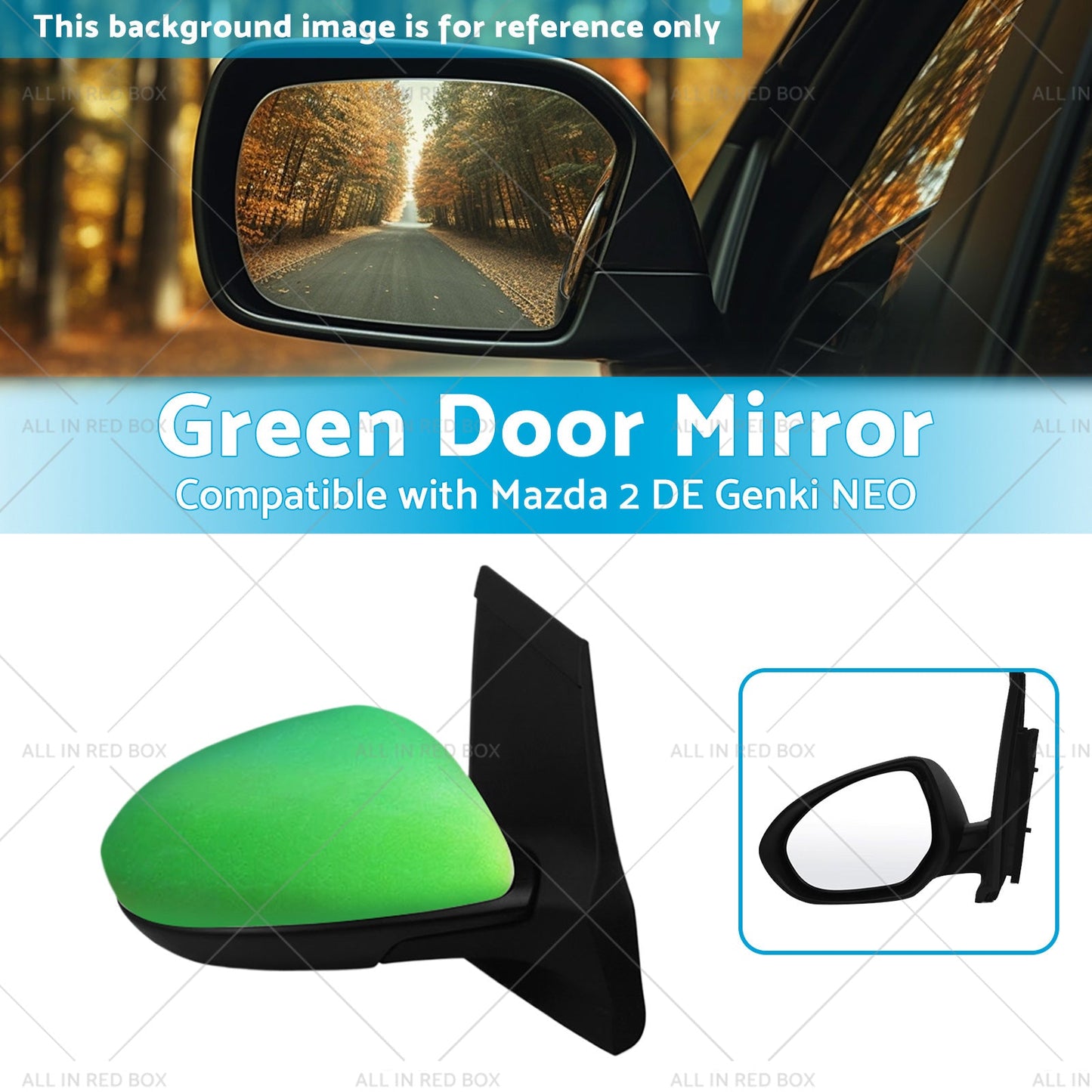 Left Side Green Rearview Mirror Suitable for 2007-2014 Mazda 2 DE Genki NEO MAXX-2