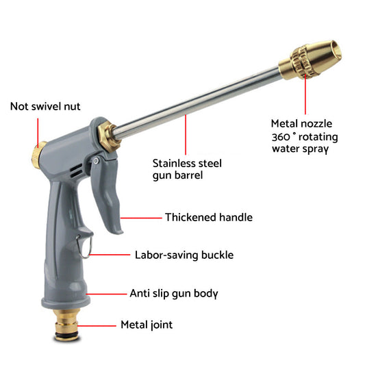 High Pressure Water Hose Nozzle Long Spray Nozzle Garden Hose Garden Car Wash-1