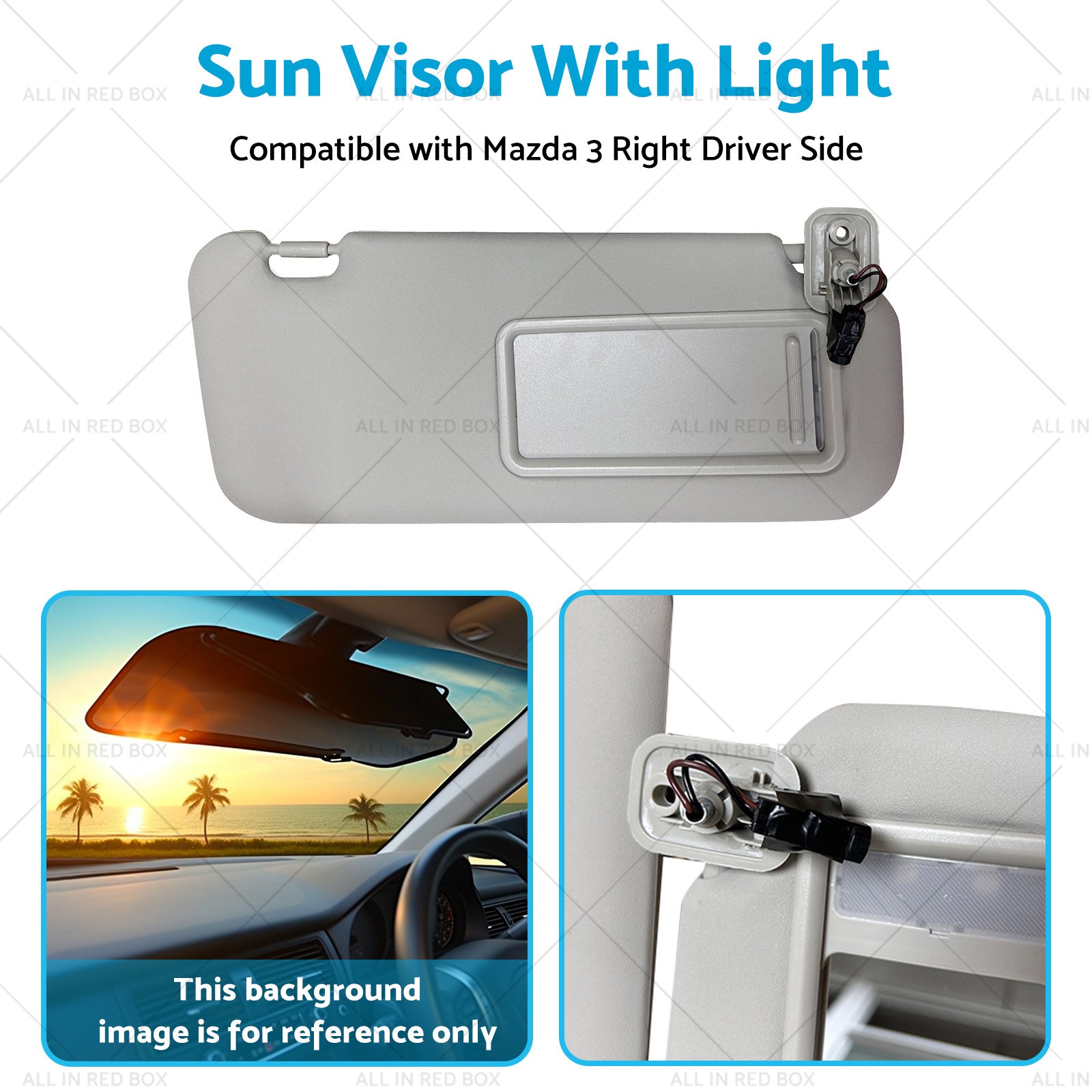 BBM369-270C-75 Right Driver Side Sun Visor With Light Suitable for Mazda 3 10-13-4