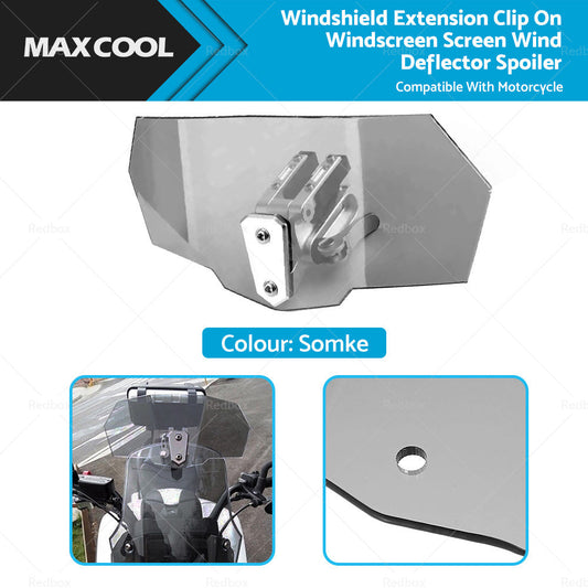 Motorcycle Windshield Clip On Extension Spoiler Wind Deflector Windscreen Smoke-0
