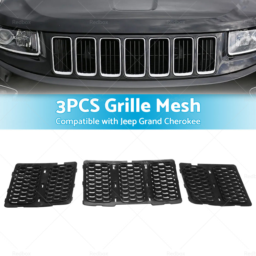 3X ABS Front Grille Mesh Grill Insert Kit Suitable For 14-16 Jeep Grand Cherokee-2