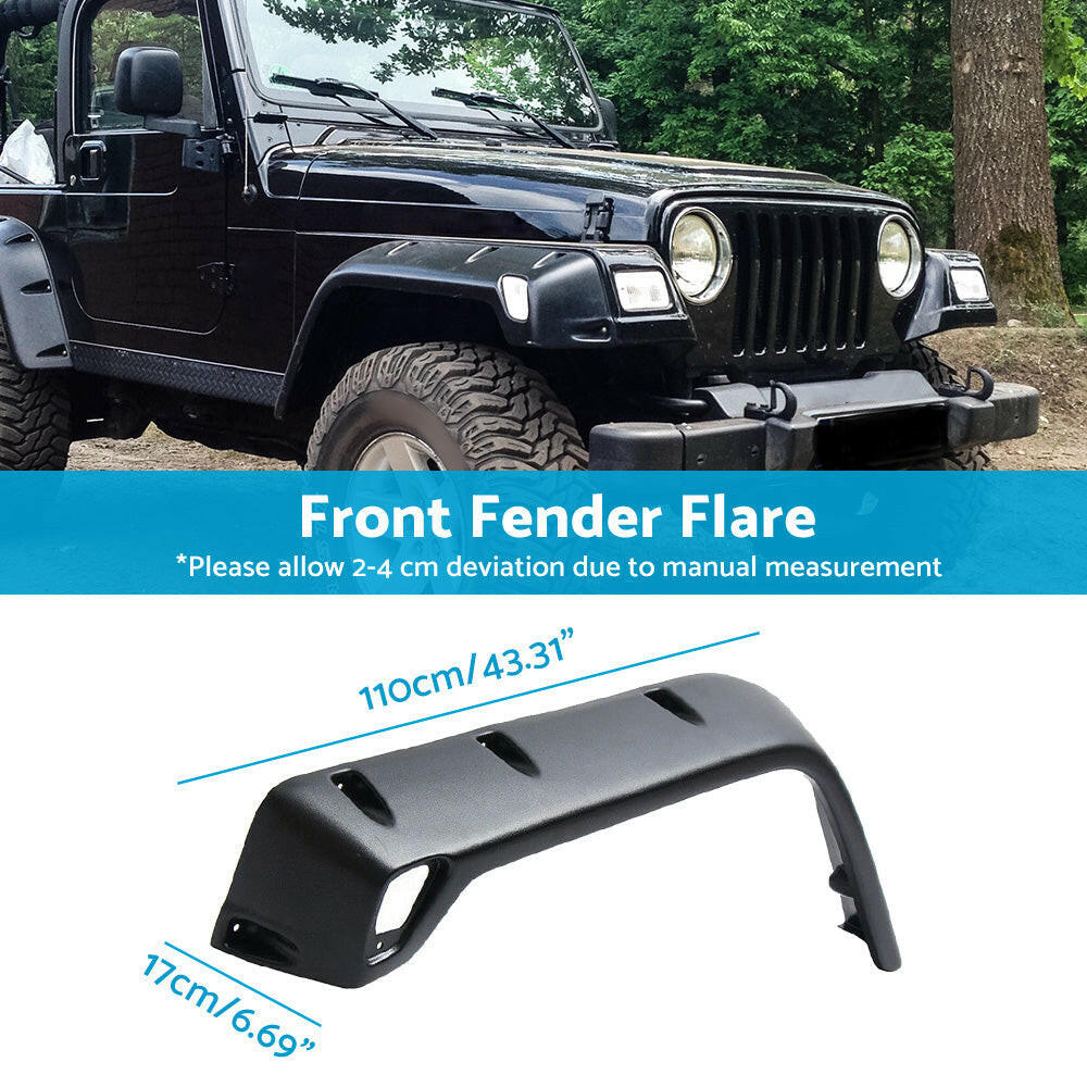 Pocket Style Matte Black Fender Flares Jungle Guard Suitable For Jeep Wrangler TJ 1997-2006-3