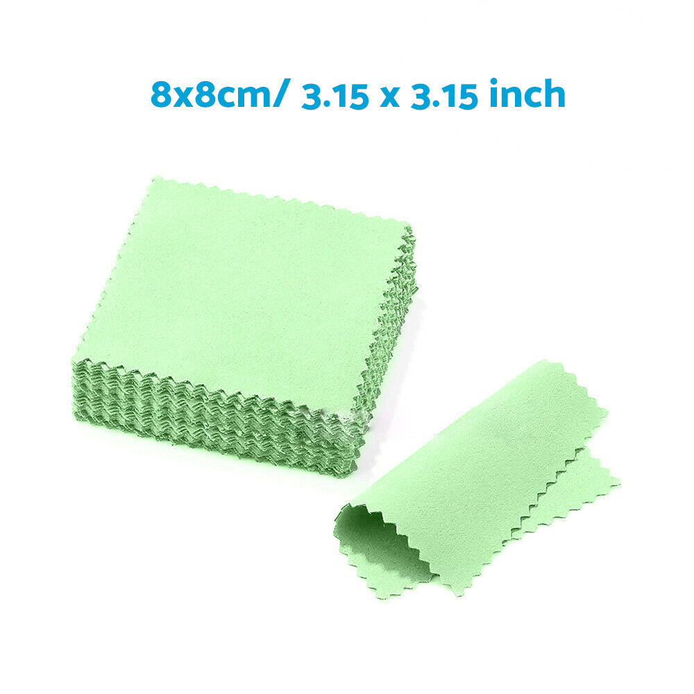 100PCS Silver Polishing Cloths Jewelry Cleaning Cloth Clean Polish Coin Ring 8x8-1