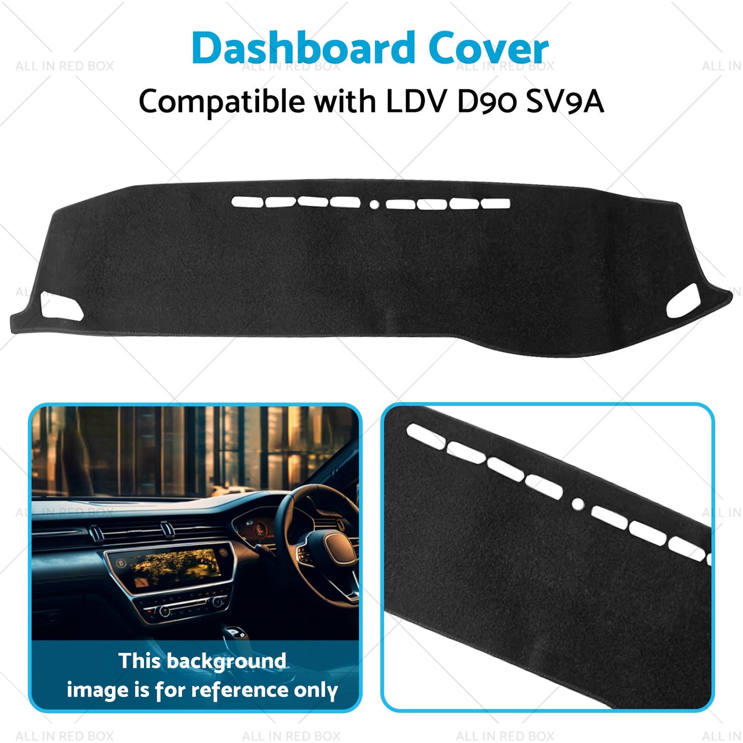 Non-Slip Dash Mat Suitable For LDV D90 SV9A 2017-2022 Dashboard Cover Black-4