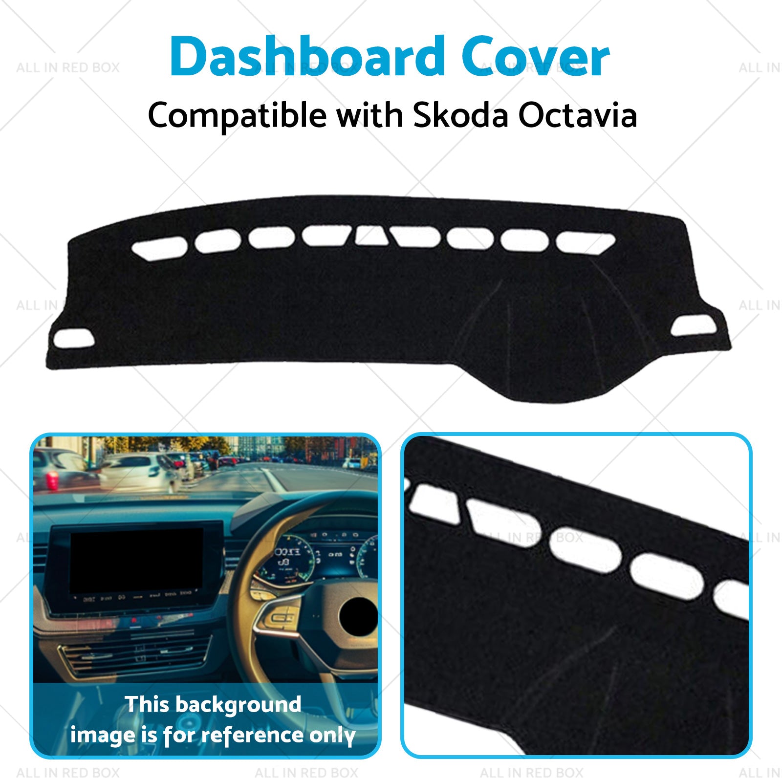 Black Non-Slip Dash Mat Suitable For Skoda Octavia Mk3 2013-2020 Dashboard Cover-4