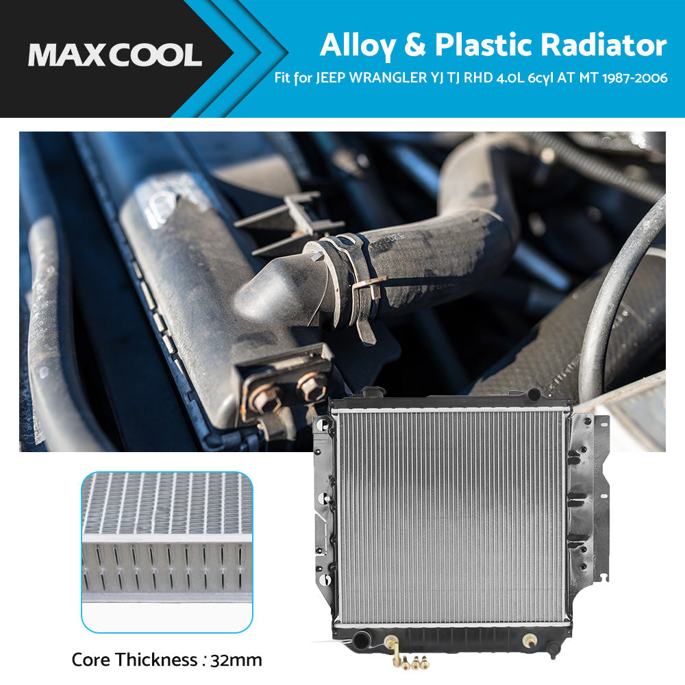 32MM HEAVY DUTY RADIATOR FIT JEEP WRANGLER YJ TJ RHD 4. 0L 6cyl AT MT 1987-2006?-3