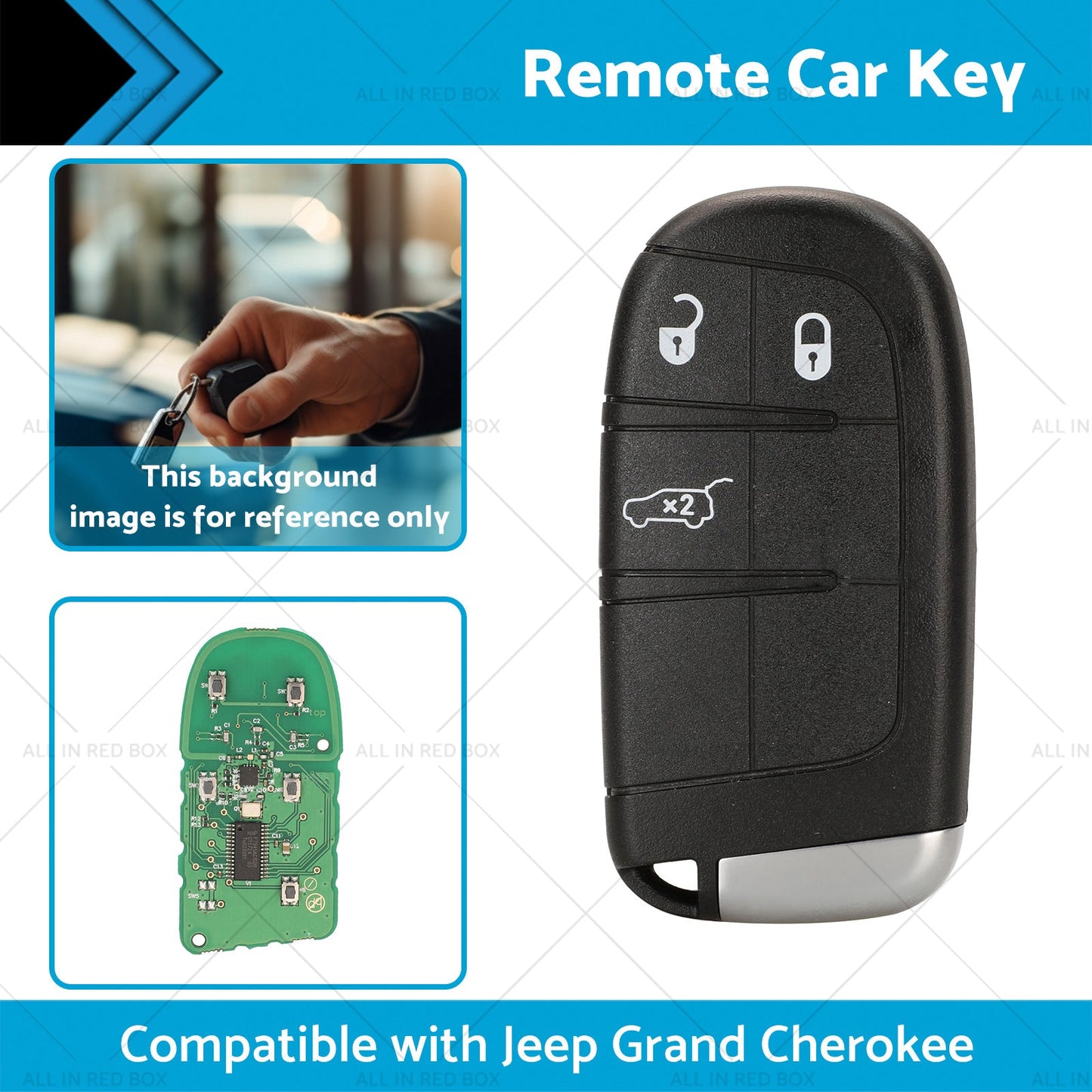 3 Button Smart Car Remote Key Replacement Suitablefor Jeep Grand Cherokee 14-19-1