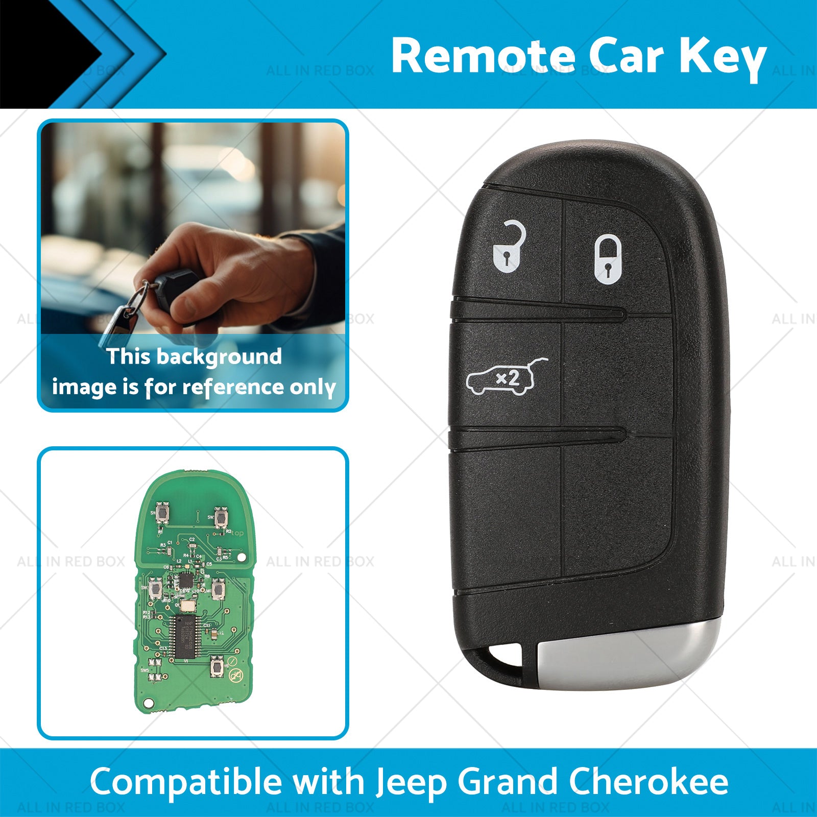 3 Button Smart Car Remote Key Replacement Suitablefor Jeep Grand Cherokee 14-19-1