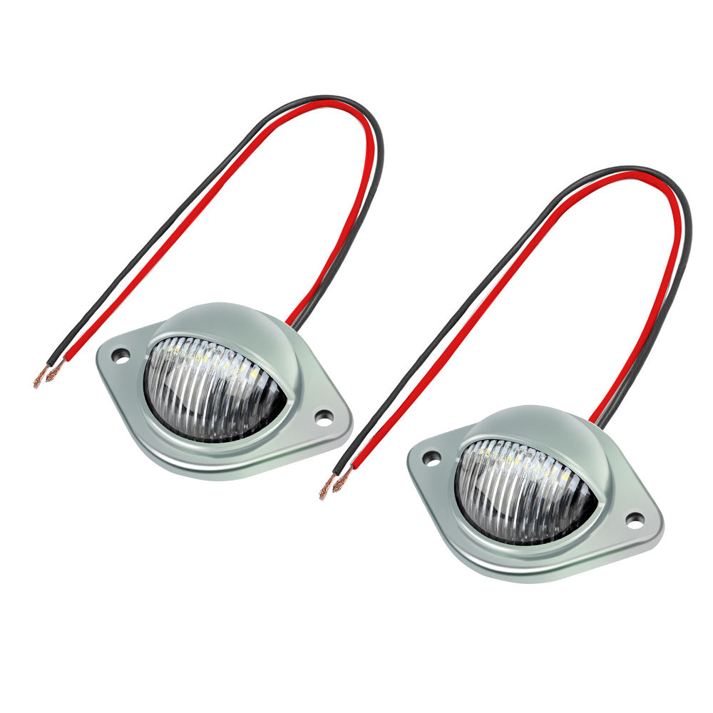 2x Car LED Number Plate Lights 12V Chrome For Trailer Truck Caravan Van Boat-4