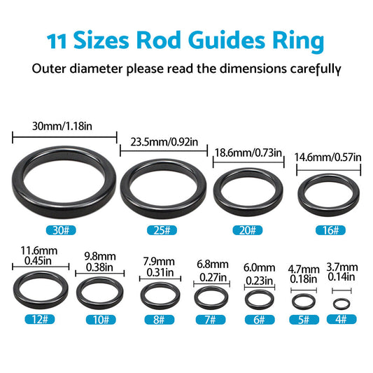 160Pcs 3. 7mm-30mm Ceramic Fishing Rod Guide Rings Wear Resistant Rod Repair Kit-1