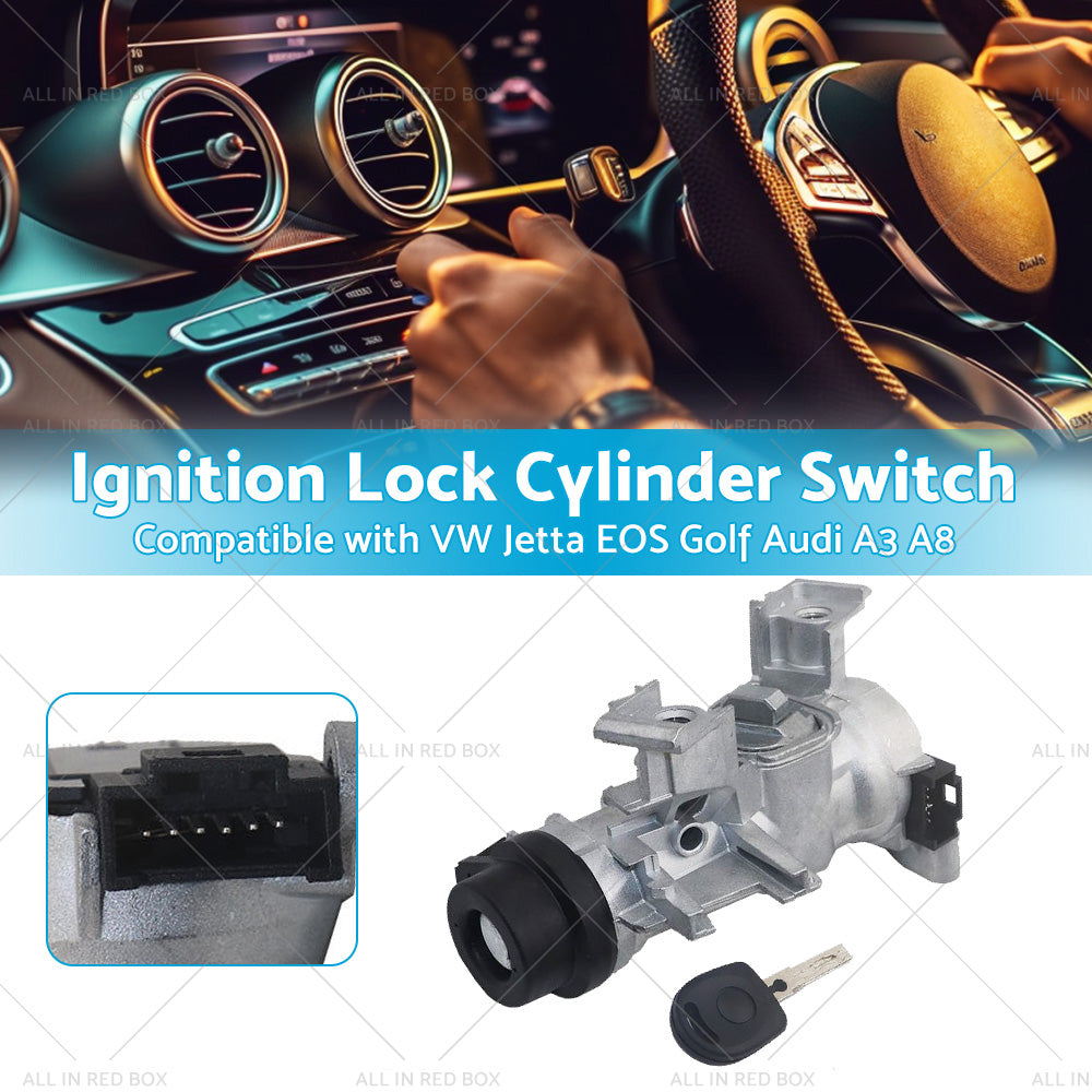Ignition Lock Cylinder Switch  and  Housing Assemby w  Key Suitable for VW Audi A3-1