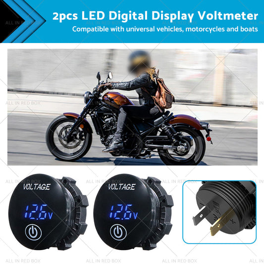 Car Panel Voltmeter 2PCS Volt Gauge Voltage Meter 12V-24V LED Digital Display DC-0