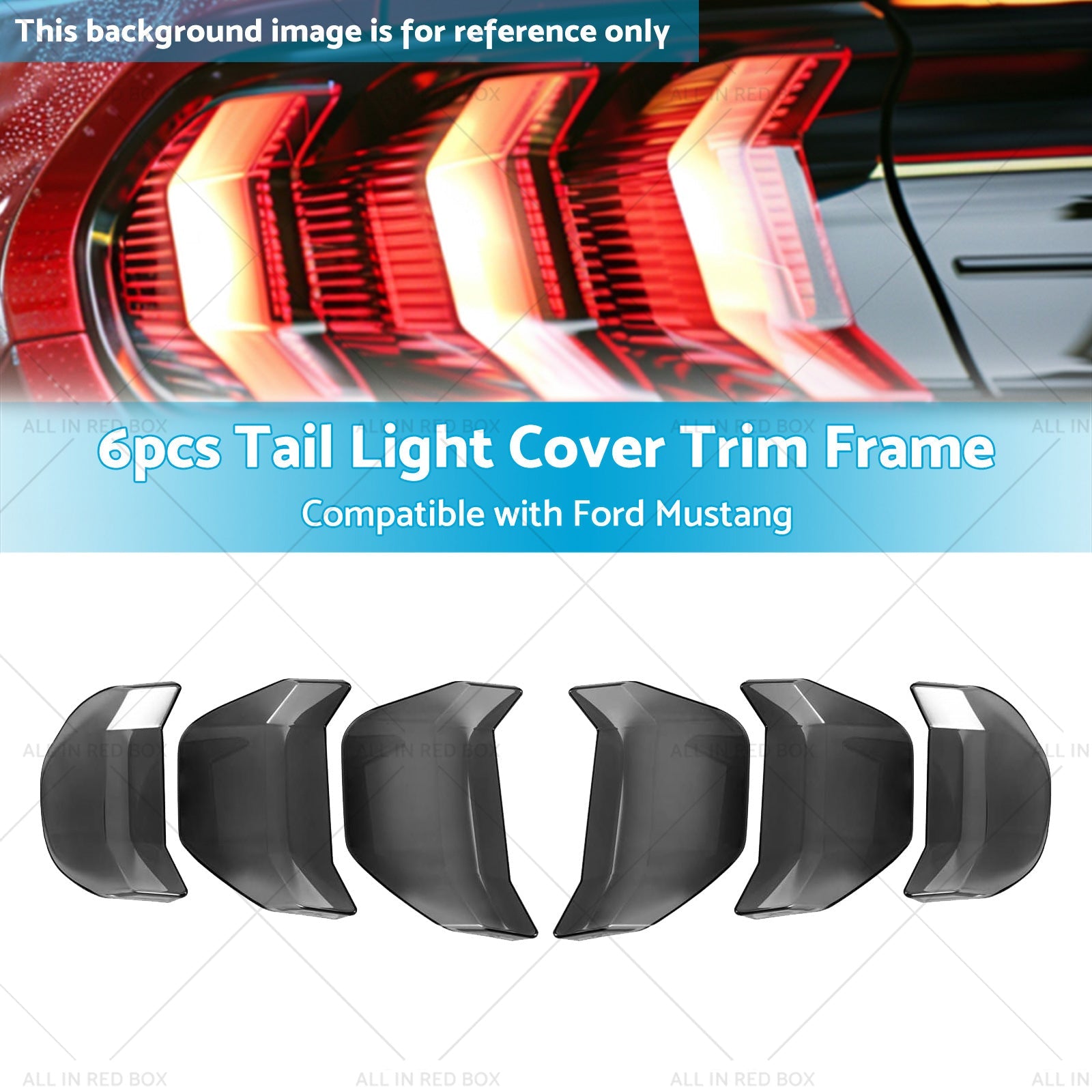 6pcs Car Tail Light Lamp Cover Trim Frame Suitable for Ford Mustang GT 2018-2022-2