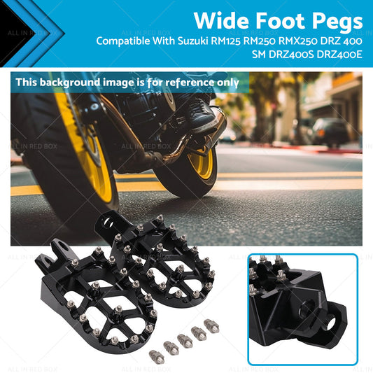 Wide Foot Pegs Suitable For Suzuki RM125 RM250 RMX250 DRZ 400 SM DRZ400S DRZ400E-0