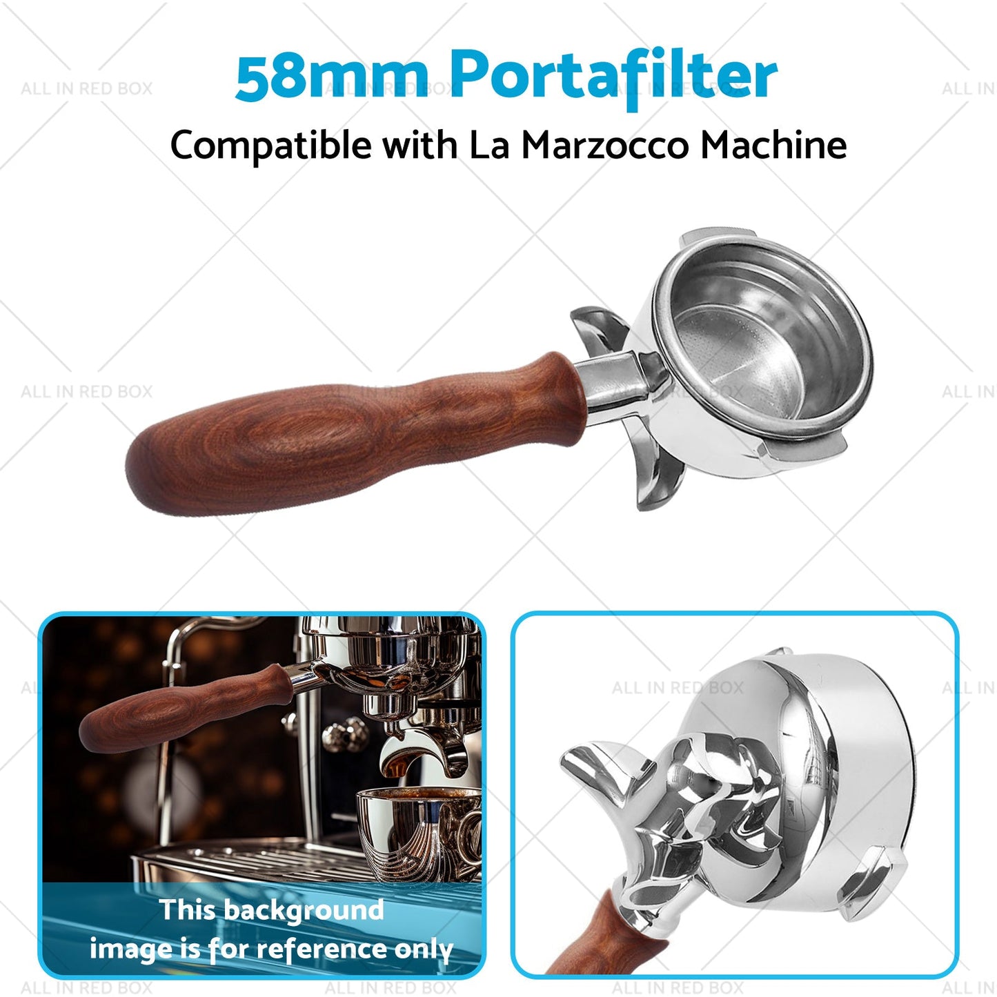 58mm Portafilter Suitable For La Marzocco 2 Spout Filter Basket Wood Handle-3