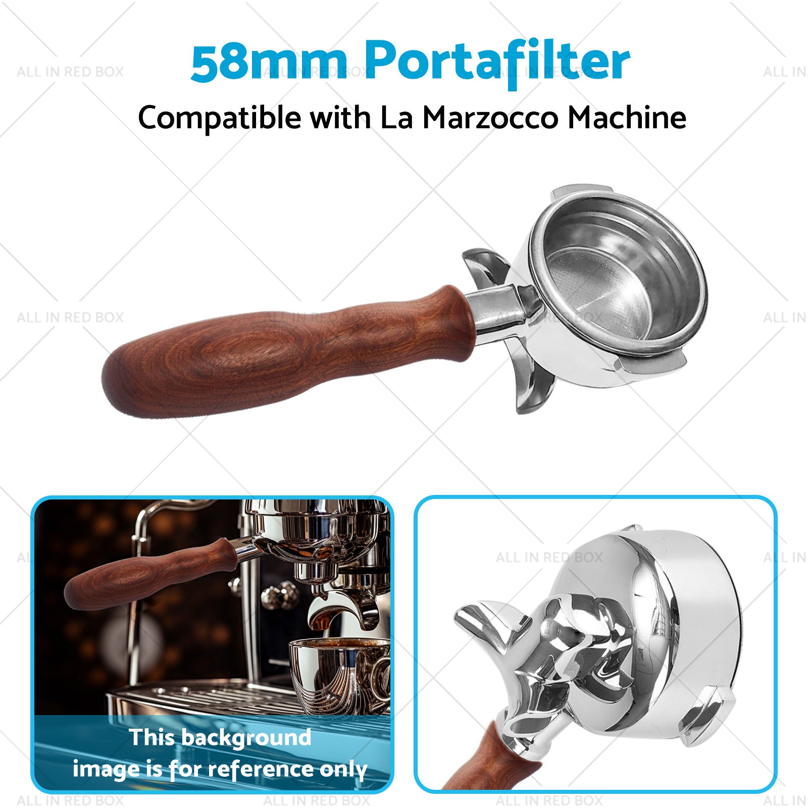 58mm Portafilter Suitable For La Marzocco 2 Spout Filter Basket Wood Handle-3