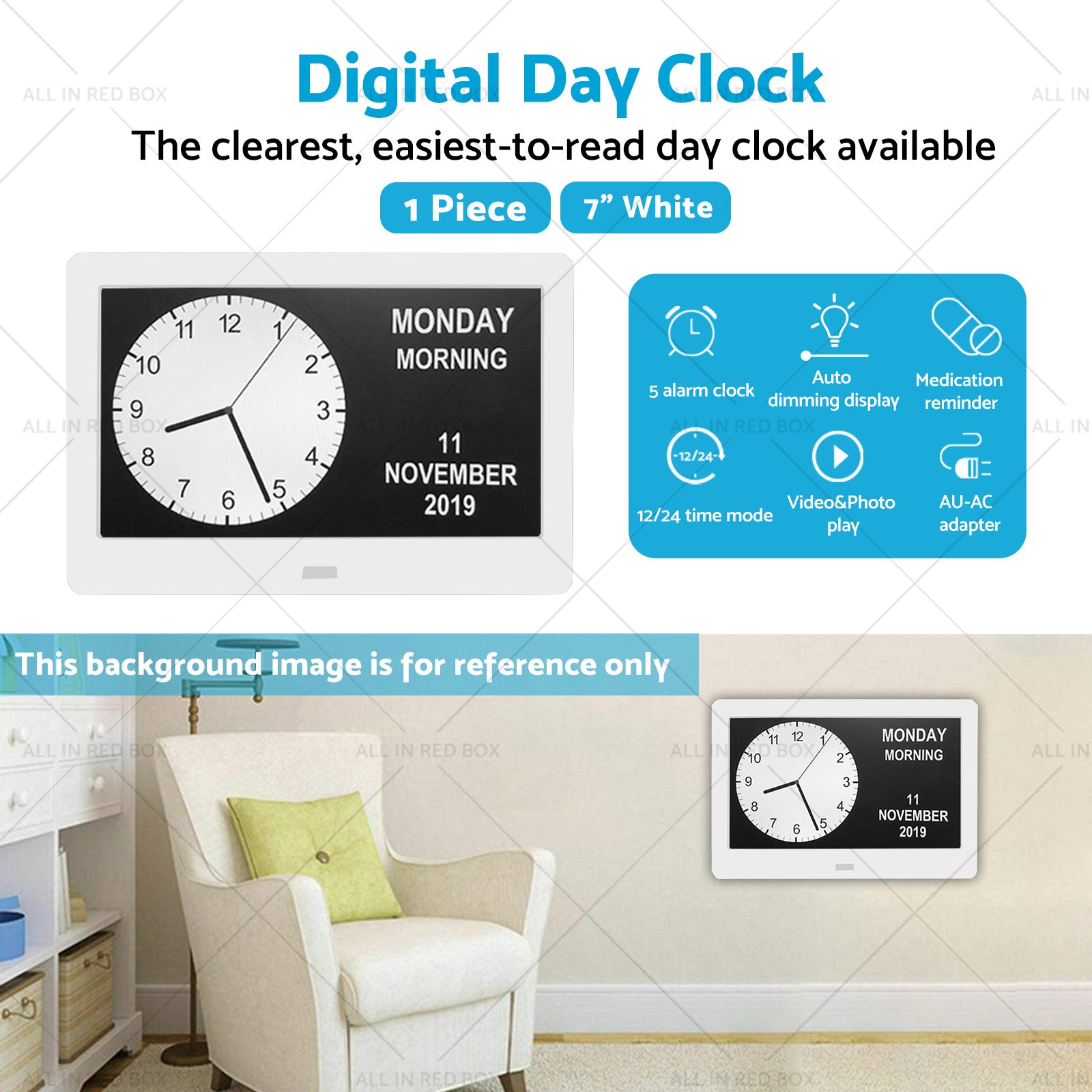 7  LED Large Digital Day Clock Calendar Dementia Date Week Month Year Time Wall-4