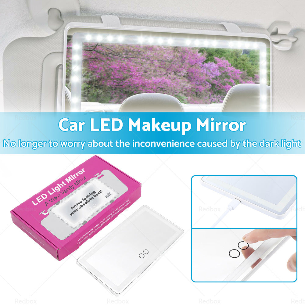 Car Sun Visor LED Makeup Cosmetic Mirror Set with 3 Type Light Touch Screen New-2
