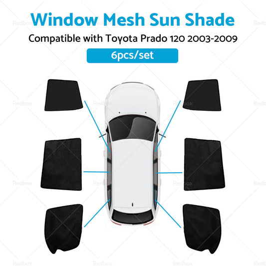 6x Foldable  Window Mesh Sun Shade Suitable For Toyota Prado 120 2003-2009-1