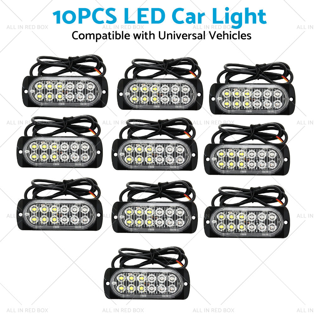 10x Amber  White LED Car Emergency Beacon Warning Hazard Flashing Strobe Light-4
