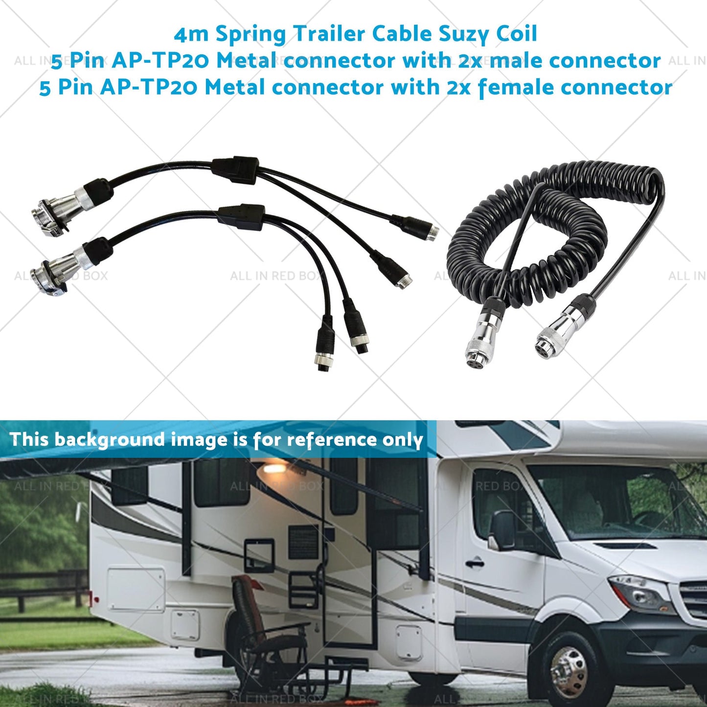 Suitable For Caravan Truck Suzy Coil 2x 5pin Connector 4m to 4pin Towing Spring-4